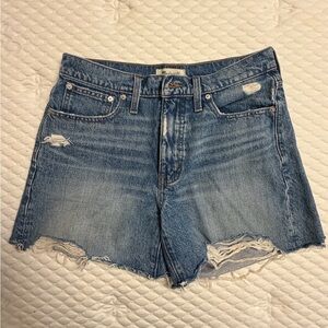 Madewell High-Rise Distressed Jean Shorts - Blue